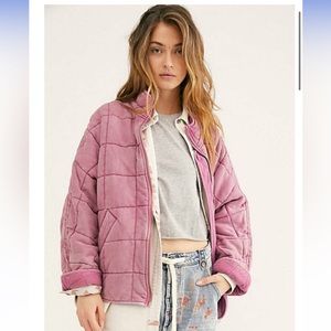Pink Free people Dolman quilted jacket only worn once